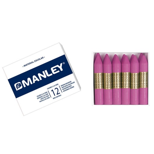 [630594] CERAS MANLEY Nº11 ROSA NATURAL— ESTUCHE 12 UNICOLOR · CERA BLANDA · TRAZO SUAVE Y CUBRIENTE · IDEALES PARA ESCUELA Y BELLAS ARTES