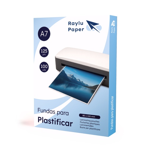 [220199] RAYLU PAPER – PACK DE 100 FUNDAS PARA PLASTIFICAR DNI 125 MICRAS, TRANSPARENTES, ACABADO BRILLANTE