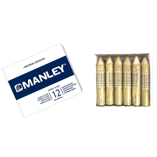 [630603] CERAS MANLEY Nº74 ORO— ESTUCHE 12 UNICOLOR · CERA BLANDA · TRAZO SUAVE Y CUBRIENTE · IDEALES PARA ESCUELA Y BELLAS ARTESORO