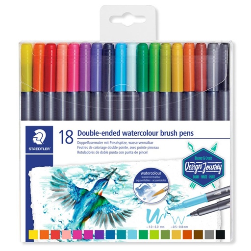 [081574] ROTULADOR STAEDTLER ESTUCHE 18  DOBLE PUNTA ACUARELABLE