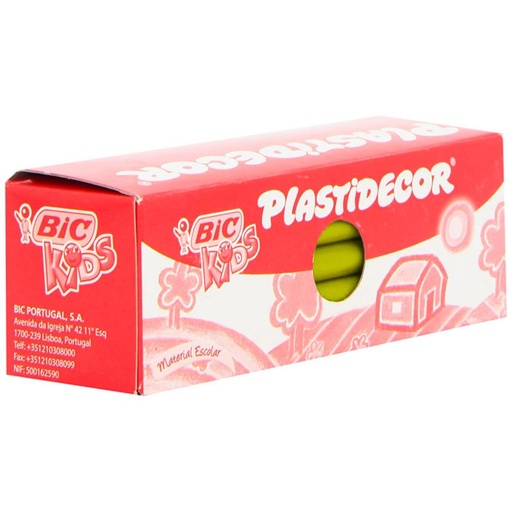 [649823] CERAS PLÁSTICAS BIC PLASTIDECOR KIDS AMARILLO · CAJA 25 · LIMPIAS Y RESISTENTES · BORRABLES · AFILABLES