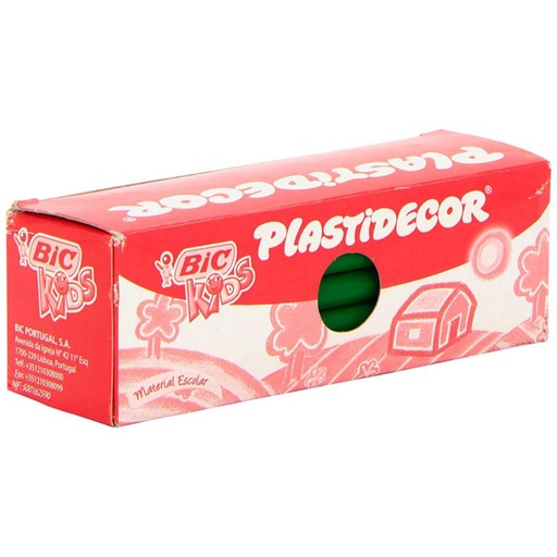[649828] CERAS PLÁSTICAS BIC PLASTIDECOR KIDS VERDE   · CAJA 25 · LIMPIAS Y RESISTENTES · BORRABLES · AFILABLES