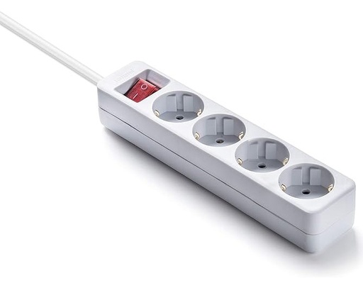 [120474] REGLETA 4 TOMAS CON INTERRUPTOR CABLE 3 METROS– NEGRO