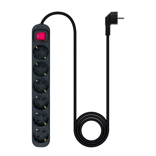 [120493] REGLETA 6 TOMAS CON INTERRUPTOR CABLE 1,5 METROS– NEGRO
