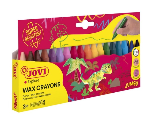 [649903] CERAS PLÁSTICAS JOVI WAX CRAYONS · 18 COLORES · NO MANCHAN · SIN OLORES · MUY RESISTENTES · TRAZO SUAVE