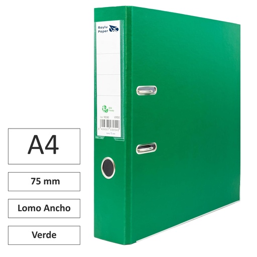 [180380] ARCHIVADOR RADO RAYLU  A4 LOMO ANCHO 75MM VERDE