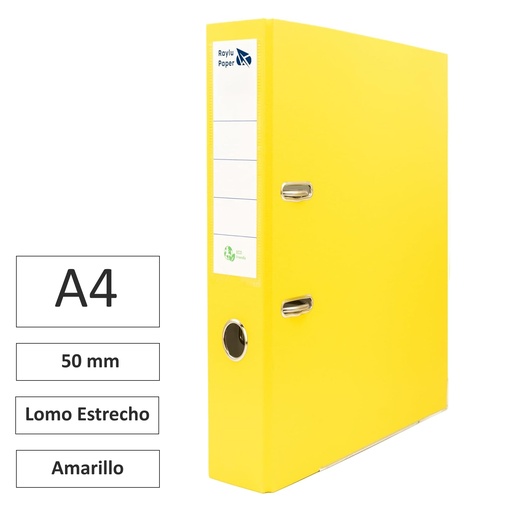 [180375] ARCHIVADOR RADO RAYLU A4 LOMO ESTRECHO 50MM FORRADO INTERIOR PP AMARILLO