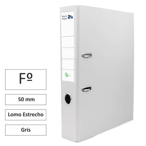 [180056] ARCHIVADOR RADO RAYLU FOLIO LOMO ESTRECHO 50MM GRIS