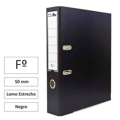 [180052] ARCHIVADOR RADO RAYLU FOLIO LOMO ESTRECHO 50MM NEGRO