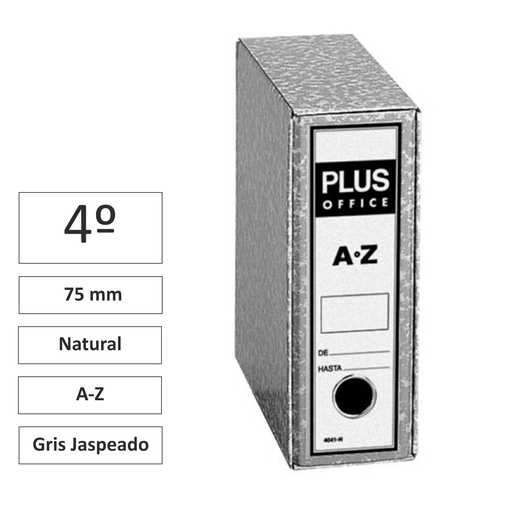 [180081] ARCHIVADOR RAYLU PAPER AZ 4º NATURAL (LOMO 75 MM, GRIS JASPEADO)