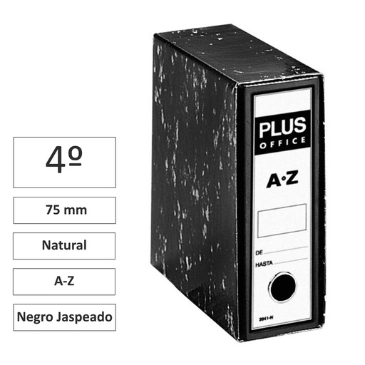 [180089] ARCHIVADOR RAYLU PAPER AZ 4º NATURAL NEGRO JASPEADO(CARTÓN EXTRADURO FORRADO, LOMO 75 MM)