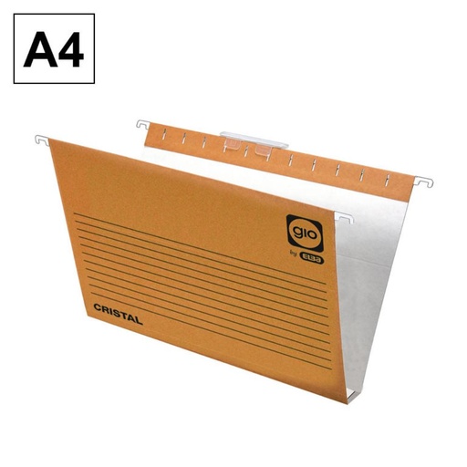 [209463] CARPETA COLGANTE A4 GIO LOMO U 30 MM KRAFT BICOLOR · VARILLA METÁLICA · VISOR SUPERIOR 8 CM · PACK 25 UDS