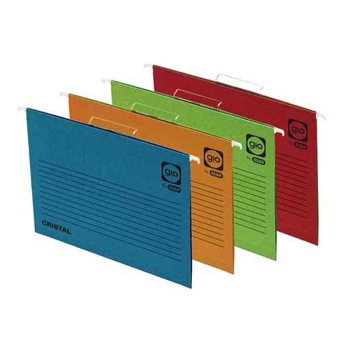 [181352] CARPETA COLGANTE FOLIO GIO KRAFT · LOMO EN V · VISOR SUPERIOR 8 CM · VISIÓN LATERAL · PACK 25 UDS