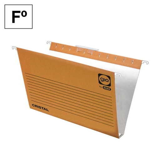 [209466] CARPETA COLGANTE FOLIO GIO LOMO U 30 MM KRAFT BICOLOR · VARILLA METÁLICA · VISOR SUPERIOR 8 CM · PACK 25 UDS