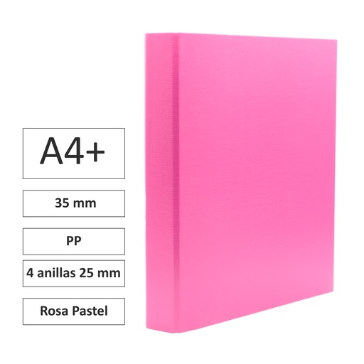[181157] CARPETA RAYLU PAPER FOLIO 4 ANILLAS 25MM NARANJA PASTEL CARTÓN FORRADO PP 