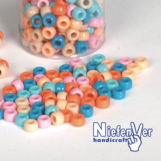 [649315] ABALORIOS PLÁSTICO 5 COLORES PASTEL – BOTE 300 UNIDADES