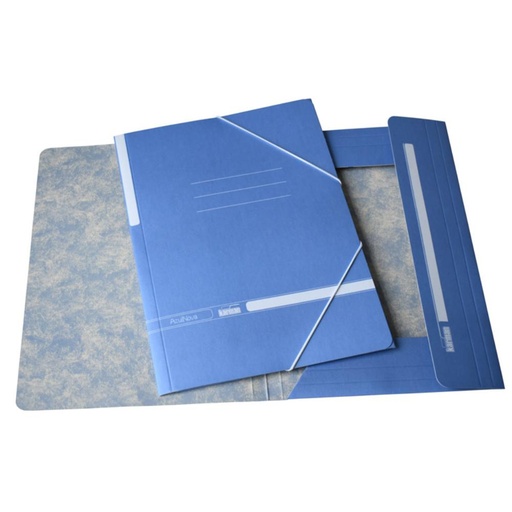 [180191] CARPETA CON GOMAS KARMAN FOLIO CON SOLAPAS AZUL · FORMATO A5 (185×245 MM) · CARTÓN MATE · 3 SOLAPAS
