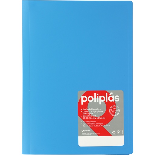 [180656] CARPETA POLIPLAS CON FUNDAS DIN A4 30 FUNDAS PP SOLDADAS AL LOMO AZUL