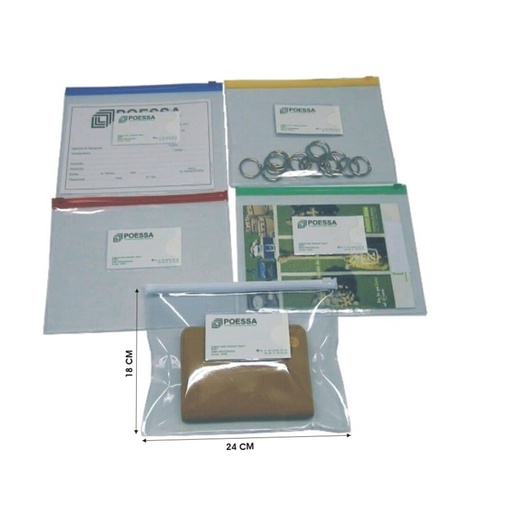 [180641] SOBRE PORTADOCUMENTOS PP A5 240 × 180 MM · CREMALLERA ZIP · COLORES SURTIDOS · TARJETER0