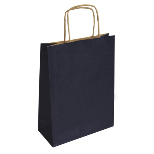 [029083] BOLSA DE PAPEL KRAFT AZUL MARINO 25 × 10 × 32 CM · ASA RETORCIDA · 100 g/m² · PACK 25 UDS