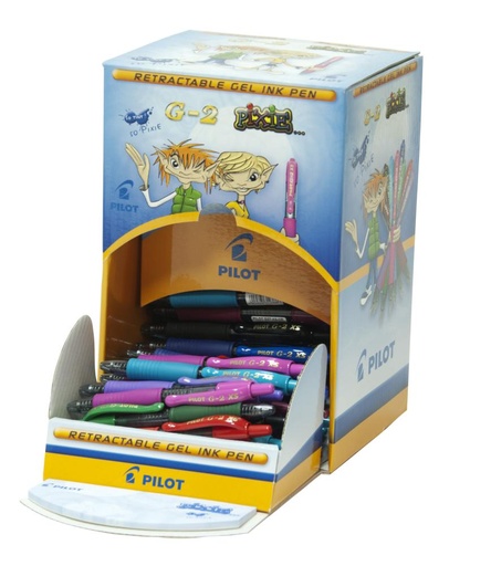 [119344] BOLÍGRAFO PILOT G-2 PIXIE · TINTA GEL · PUNTA 0,7 MM · TRAZO 0,4 MM · CLIC RETRÁCTIL · GRIP · EXPOSITOR 84 UNIDADES