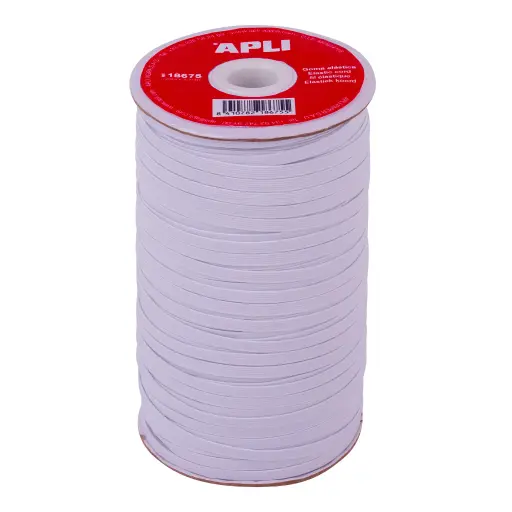 [826155] Bobina de cuerda elástica plana blanca 5 mm x 100 m