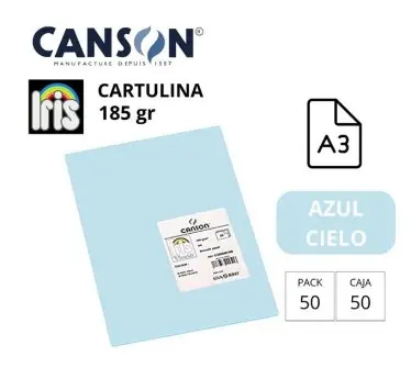 [700032] CARTULINA CANSON IRIS A3 AZUL CIELO 180G 