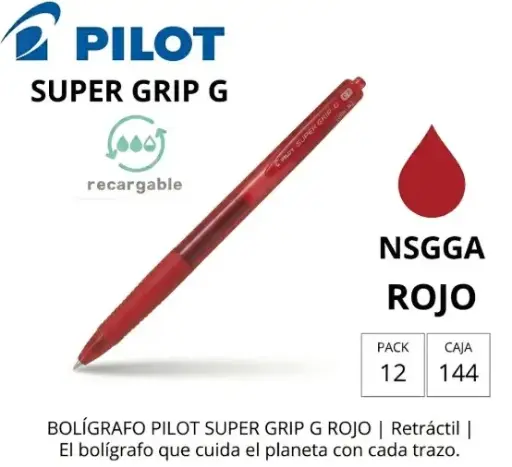 [120132] BOLÍGRAFO PILOT SUPER GRIP G ROJO 