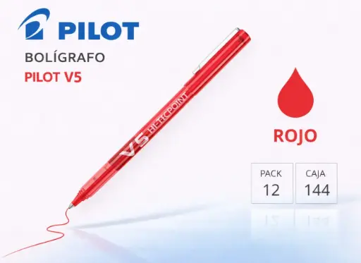 [080182] BOLÍGRAFO PILOT V5 ROJO 