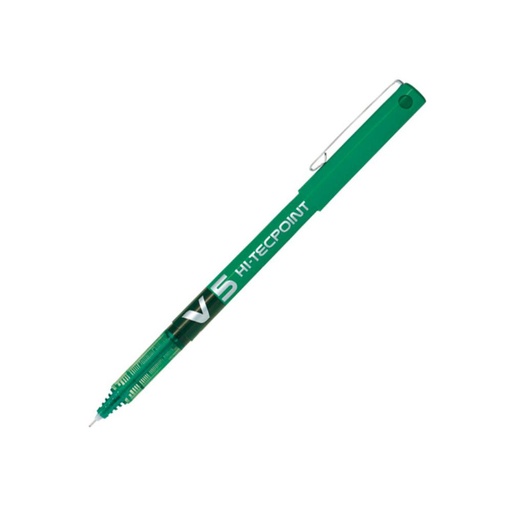 [080183] BOLÍGRAFO PILOT V5 VERDE · TINTA LÍQUIDA · PUNTA 0,5 MM · TRAZO 0,3 MM · PACK 12 UDS