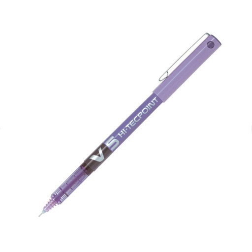 [080186] BOLÍGRAFO PILOT V5 VIOLETA · TINTA LÍQUIDA · PUNTA 0,5 MM · TRAZO 0,3 MM · PACK 12 UDS