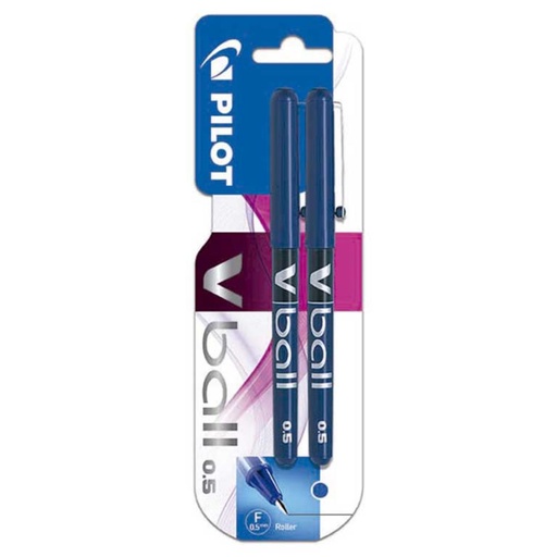 [118899] BOLÍGRAFO PILOT V-BALL 05 · TINTA LÍQUIDA PIGMENTADA · PUNTA 0,5 MM · TRAZO 0,3 MM · BLISTER 2 AZULES