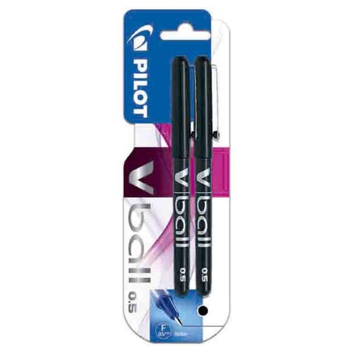 [118900] BOLÍGRAFO PILOT V-BALL 05 · TINTA LÍQUIDA PIGMENTADA · PUNTA 0,5 MM · TRAZO 0,3 MM · BLISTER 2 NEGROS