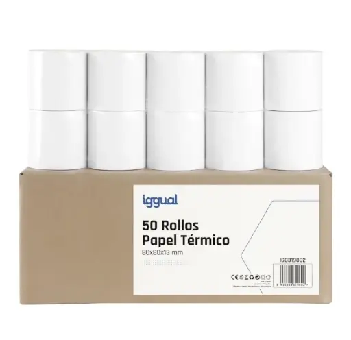 [800411] PAPEL TÉRMICO SIN BPA 80X80MM CAJA 50 ROLLOS IGGUAL