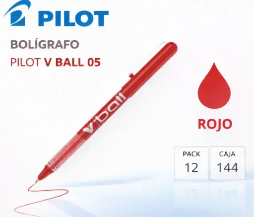 [080193] BOLÍGRAFO PILOT V-BALL 05 ROJO