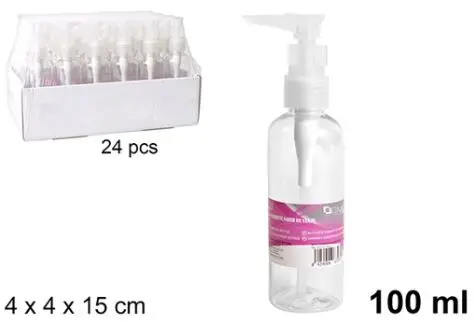 [70073] BOTELLA DOSIFICADORA DE VIAJE 100 ML · RECARGABLE · APTO CABINA · CIERRE SEGURO