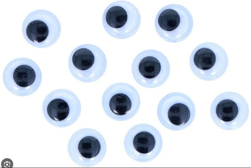 [825706] OJOS MÓVILES NEGROS AUTOADHESIVOS REDONDOS 12 MM – 60 UNIDADES