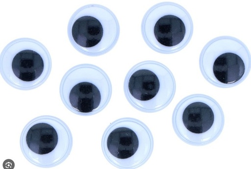 [825707] OJOS MÓVILES NEGROS AUTOADHESIVOS REDONDOS 20 MM – 24 UNIDADES