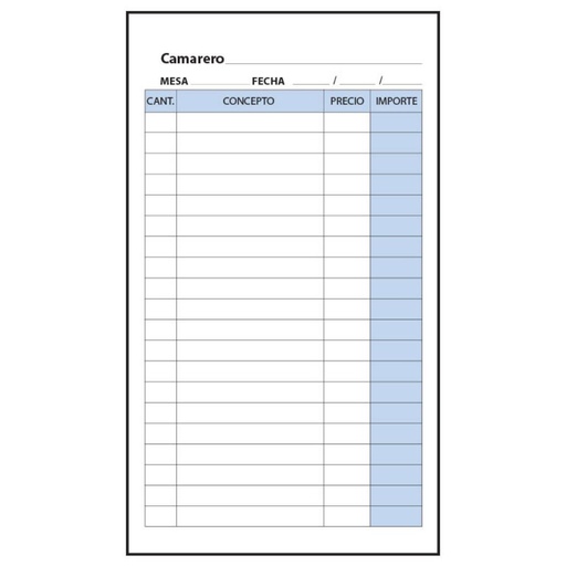 [003342] TALONARIO PLUS CAMARERO 90X216
