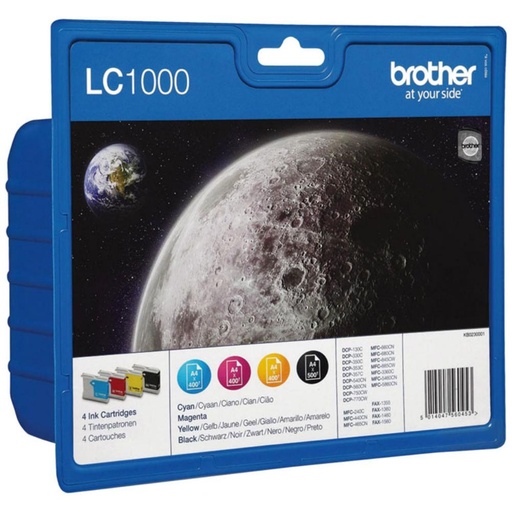 [166225] BROTHER PACK CARTUCHOS NEGRO, CIAN, MAGENTA Y AMARILLO MFC/DCP-130C/240C/330C/440CN  (500 PAG.)