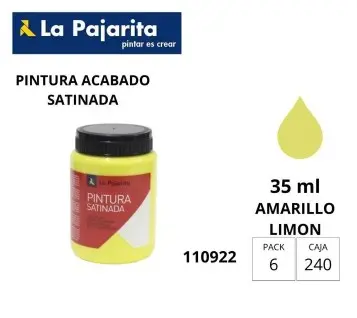 [649846] PINTURA SATINADA AMARILLO LIMON 35ML L-01 LA PAJARITA