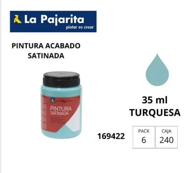 [649869] PINTURA SATINADA AZUL TURQUESA 35ML L-35 LA PAJARITA