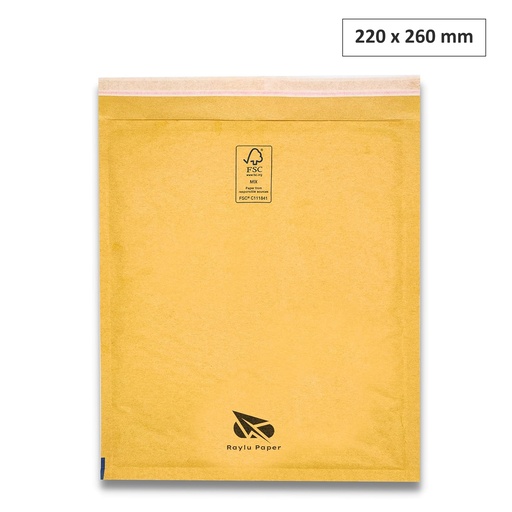 [001355] SOBRES ACOLCHADOS RAYLU DE BURBUJA KRAFT 220 X 260 MM AUTOADHESIVOS – COLOR MARRON 