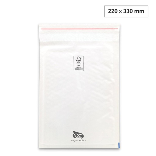 [001840] SOBRES ACOLCHADOS RAYLU DE BURBUJA KRAFT 220 X 330 MM AUTOADHESIVOS – COLOR BLANCO