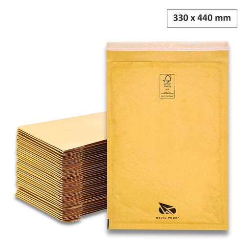 [001359] SOBRES ACOLCHADOS RAYLU DE BURBUJA KRAFT 330 X 440 MM AUTOADHESIVOS – COLOR MARRON 