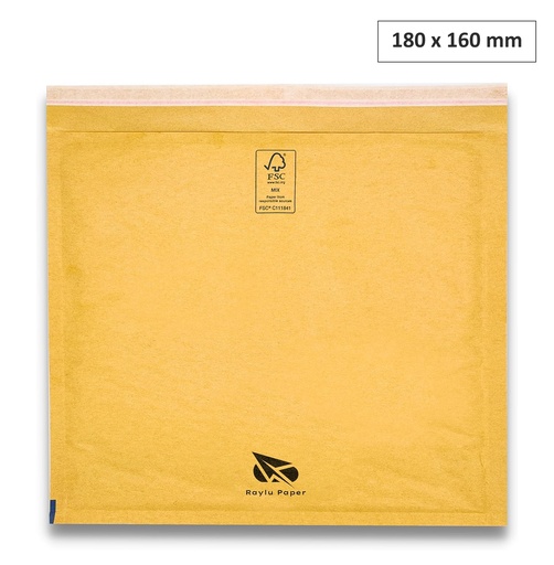 [001350] SOBRES ACOLCHADOS RAYLU DE BURBUJA KRAFT CD 180 X 160 MM AUTOADHESIVOS – COLOR MARRÓN 