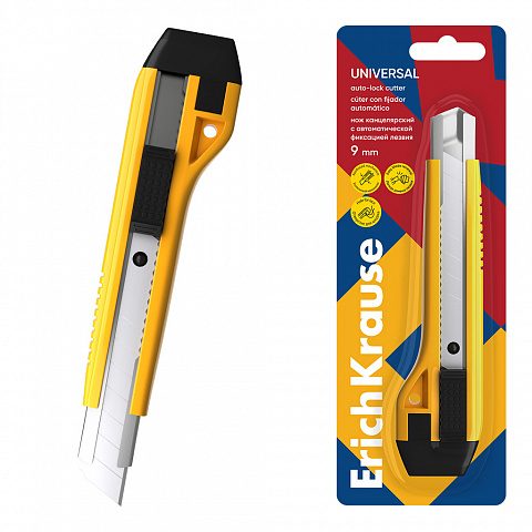 [040053] CÚTER ERICHKRAUSE UNIVERSAL – FIJADOR AUTOMÁTICO – 18 MM – AMARILLO – BLÍSTER 1 UD