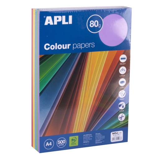 [825405] PAPEL A4 80 g – 500 HOJAS – COLORES SURTIDOS INTENSOS