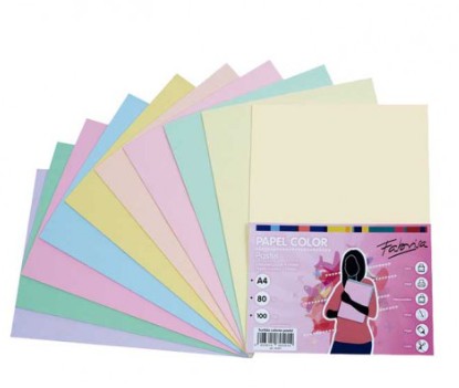 [497009] PAPEL A4 80GR FABRISA 100 HOJAS SURTIDO PASTEL