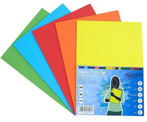[497010] PAPEL A4 80GR FABRISA 100 HOJAS SURTIDO VIVOS